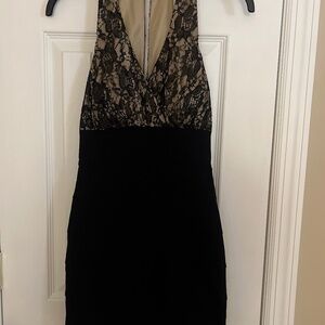 Black/lace Body conscious mini dress